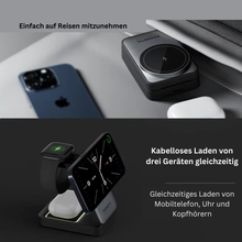 Lade das Bild in den Galerie-Viewer, Für Zuhause und auf Reisen: Faltbare 3-in-1 Ladestation für iPhone, Apple Watch und AirPods
