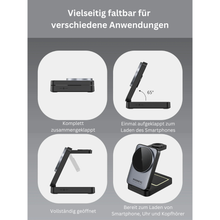 Lade das Bild in den Galerie-Viewer, Für Zuhause und auf Reisen: Faltbare 3-in-1 Ladestation für iPhone, Apple Watch und AirPods
